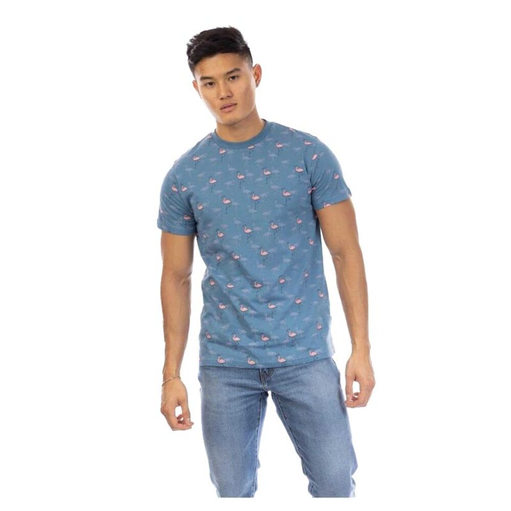 Peter Werth Mens Flamingo All-Over Print T-Shirt / Multicolored